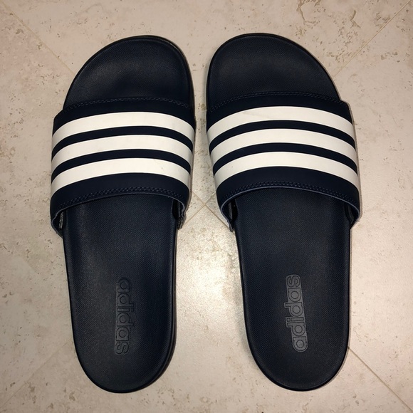 navy adidas slides